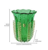 Vaso diMurano francesca M verde esmeralda com ouro
