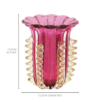 Vaso diMurano francesca P pink com ouro