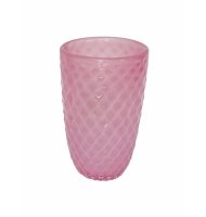 Vaso diMurano rosa chiclete cônico lapidado Vaso diMurano rosa chiclete cônico lapidado