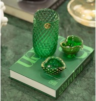 Vaso diMurano verde esmeralda reto lapidado