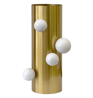 Vaso metal dourado bolas brancas