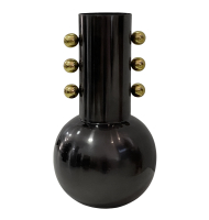 Vaso metal grafite bojudo bolas douradas  Vaso metal grafite bojudo bolas douradas
