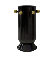 Vaso metal grafite reto bolas douradas superiores  Vaso metal grafite reto bolas douradas superiores