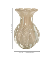 Vaso murano bojudo palha detalhes folhas