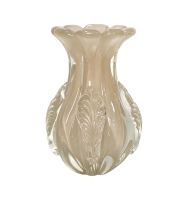 Vaso murano bojudo palha detalhes folhas Vaso murano bojudo palha detalhes folhas
