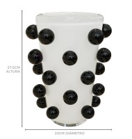 Vaso murano branco bolas pretas