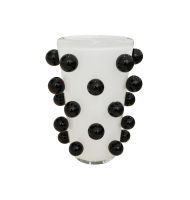 Vaso murano branco bolas pretas