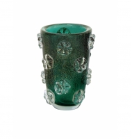 Vaso murano fleur verde esmeralda com ouro Vaso murano fleur verde esmeralda com ouro