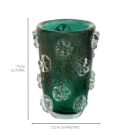 Vaso murano fleur verde esmeralda com ouro