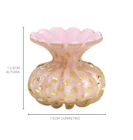 Vaso murano torino rosa claro com ouro