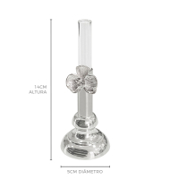 Vaso prata com vidro e orquídea