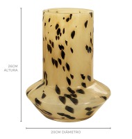 Vaso vidro bege e preto dots