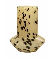 Vaso vidro bege e preto dots Vaso vidro bege e preto dots