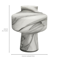 Vaso vidro branco marmorizado baixo