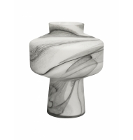 Vaso vidro branco marmorizado baixo Vaso vidro branco marmorizado baixo