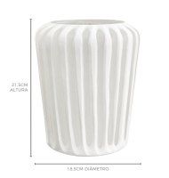 Vaso vidro canelado branco