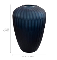 Vaso vidro fosco azul alto stripes