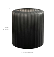 Vaso vidro fosco cinza canelado