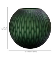 Vaso vidro fosco verde texturizado 