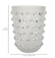 Vaso vidro jateado bolas relevo 