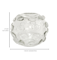 Vaso vidro transparente M relevo bolas