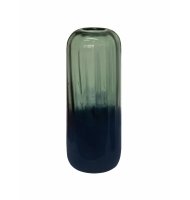 Vaso vidro verde base azul marinho leitosa