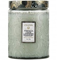 Vela Voluspa pote vidro G 100H relevo french cade e lavander Vela Voluspa pote vidro G 100H relevo french cade e lavander