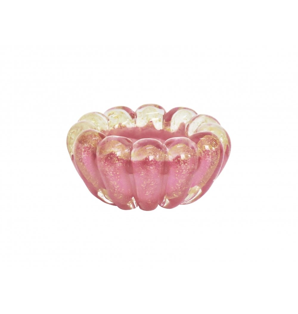 Micro centro canelado rosa chiclete com ouro 
