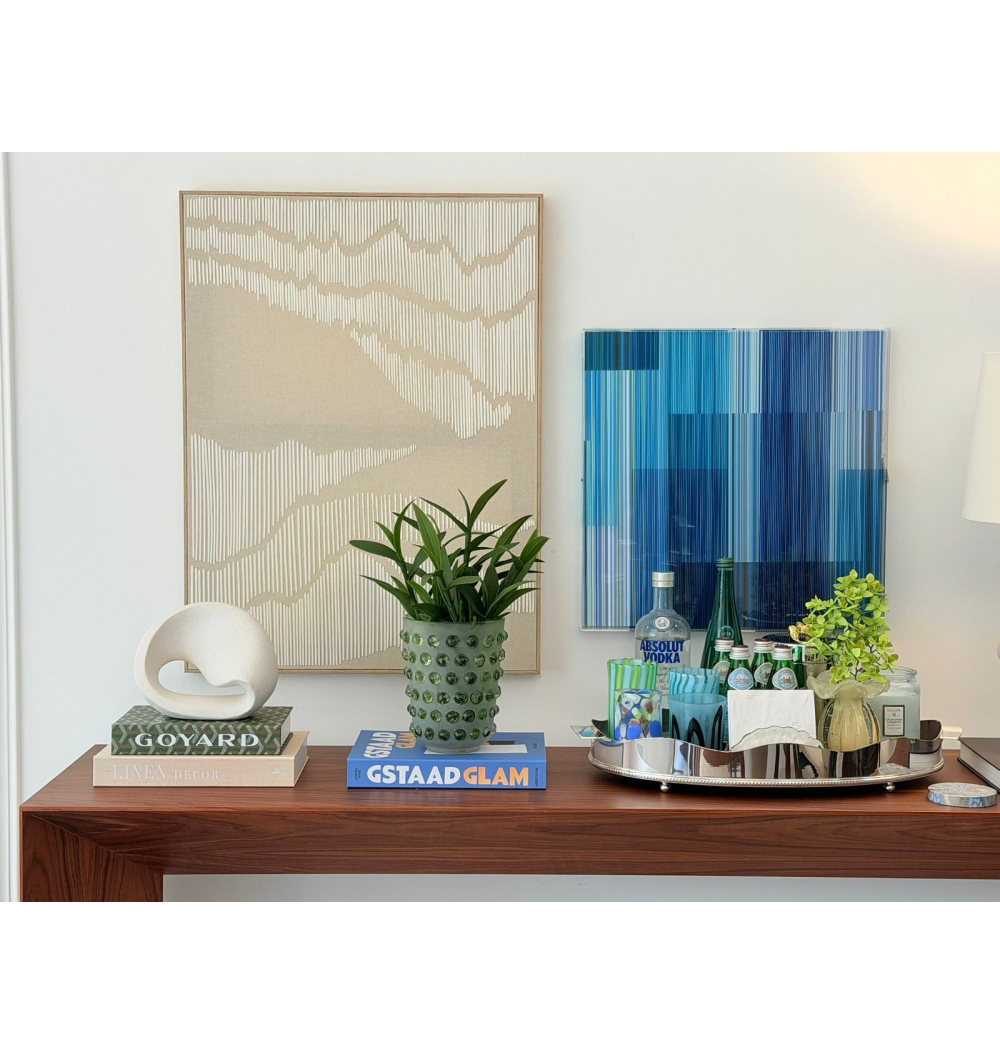 Quadro canva relevo linhas offwhite 