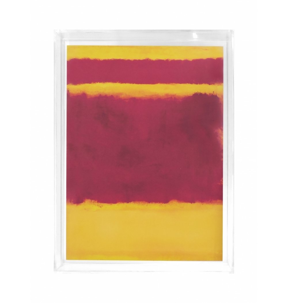 Quadro acrílico com gravura pink e amarelo 