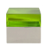 Caixa quadrada acrílico verde limão base inox