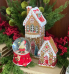 Casa natal alta resina bege gingerbread com led