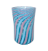 Copo de murano filigrana azul e rosa 