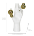 Escultura mão resina branco bolas douradas 