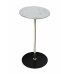 Mesa lateral com tampo de mármore carrara e base inox G