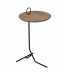Mesa lateral madeira louro catedral fosca com base metal preto
