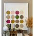 Quadro madeira branco círculos coloridos