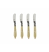 Set com  4 facas  para patê de metal cabo madrepérola
