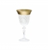 Taça de cristal lapidado transparente com borda dourada 