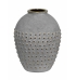 Vaso cerâmica bojudo cinza bolas douradas