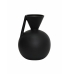 Vaso cerâmica bojudo com alça reta preto