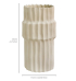 Vaso cerâmica plissado bege alto