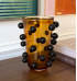 Vaso murano âmbar bolas pretas 