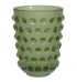 Vaso vidro jateado verde bolas relevo Vaso vidro jateado verde bolas relevo