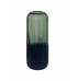 Vaso vidro verde base azul marinho leitosa