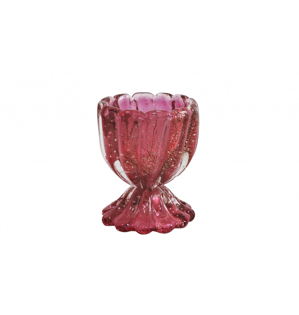 Vaso murano pink com ouro Roma 