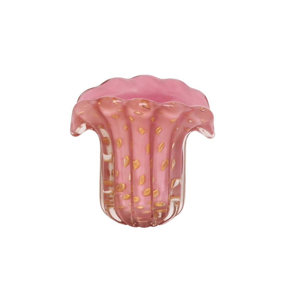 Vaso murano leque P rosa escuro com ouro 