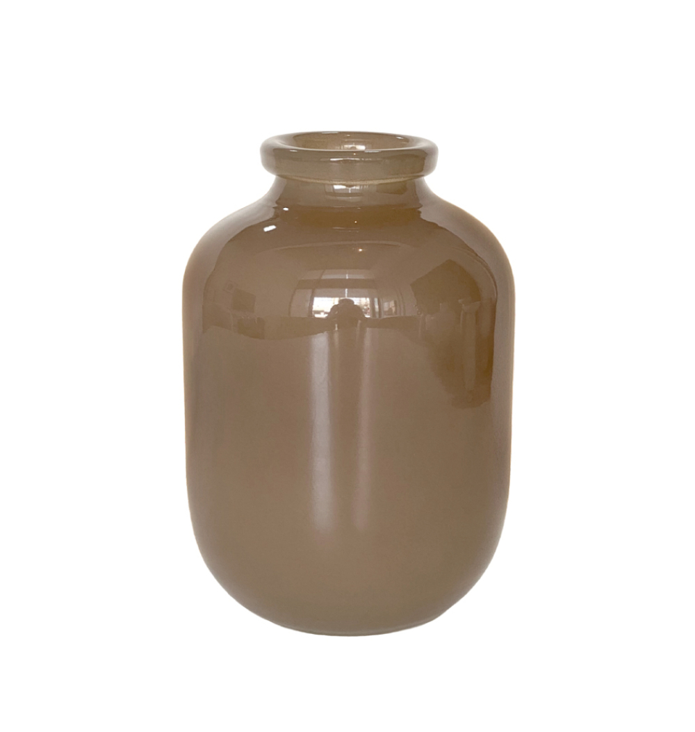 Vaso vidro baixo bege